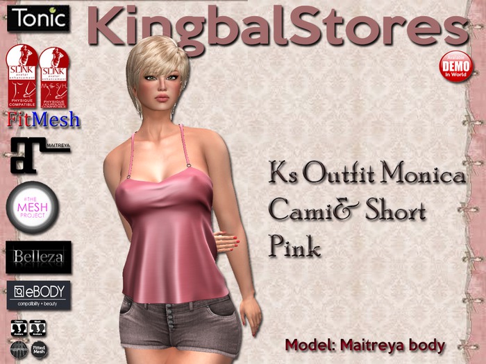 99 KS OUTFIT MONICA CAMI&SHORT PINK