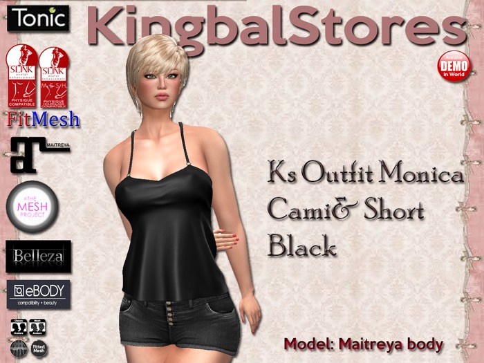 99 KS OUTFIT MONICA CAMI&SHORT BLACK