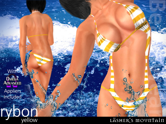 Amarelo Rybon - listrado swimsuit monokini uma só peça com aplicadores omega