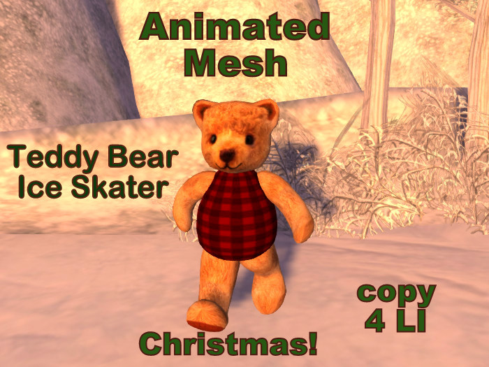 Christmas Animated Ice Skating Teddy Bear (Mesh)
