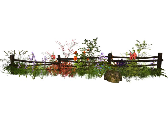 MSD - Rustic Fence - Hibiscus Series - Four Post Set - (Orange) (16 LI) C/M 