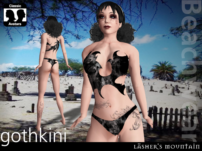 GOTHKINI Dark BAT WING Halloween BIKINI Classic (Bakes On Mesh) Layers