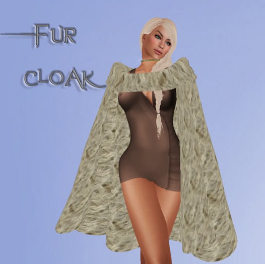 *SOIR* Male Cloak Short Grey Pelt Hoodless