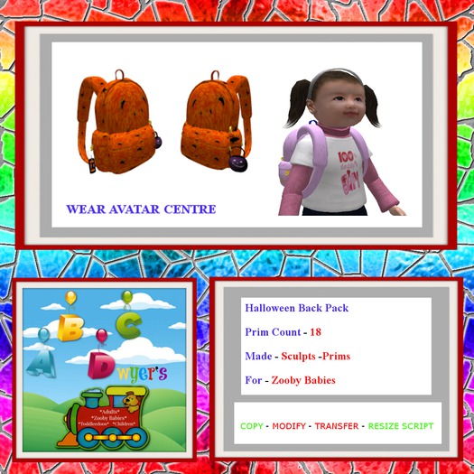 (ABC) Halloween Spiders Back Pack Orange
