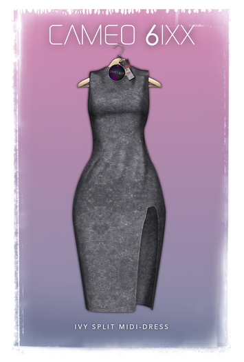 ::Cameo 6ixx:: Ivy Split Midi Dress (Acid Grey)
