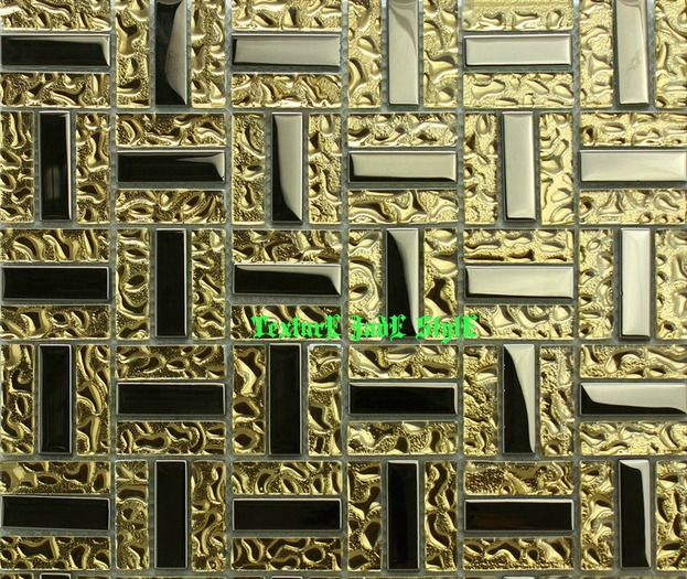 Texture Wall Geometric Gold and Black Glass