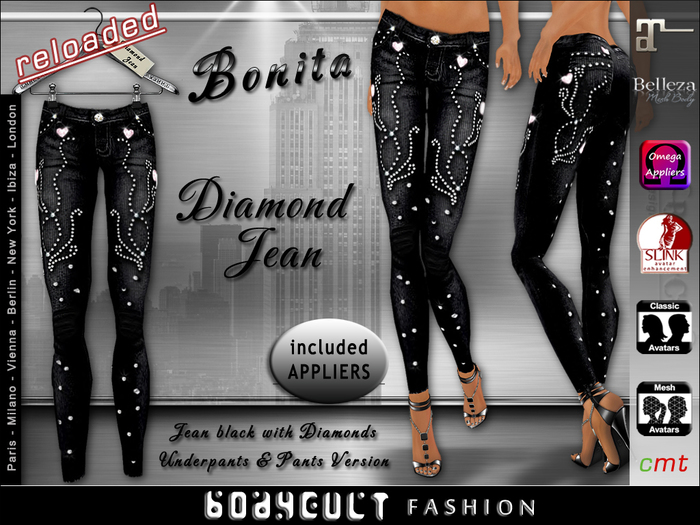 BodyCult Diamond Jean Bonita silver/black with Appliers reloaded