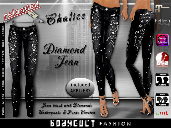 BodyCult Diamond Jean Chalice silver/black with Appliers reloaded