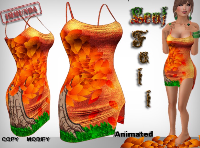 immunda Leaf Fall Animated Texture Dress 