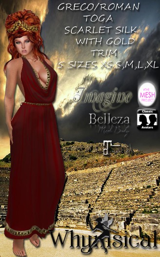 Greco/Roman Scarlet Backless Dress 5 sizes
