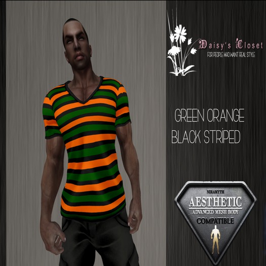 *DC - (Add Me) Green Orange Black VNeck Shirt HUD Box*