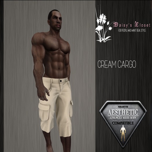 *DC - (Add Me) Cream Cargo Shorts HUD Box*