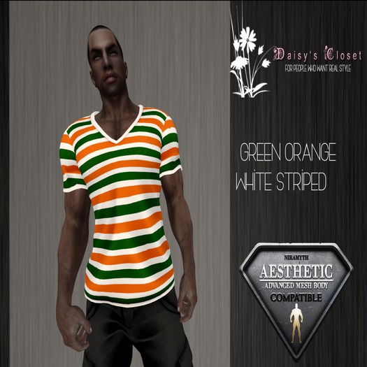 *DC - (Add Me) Green Orange White VNeck Shirt HUD Box*