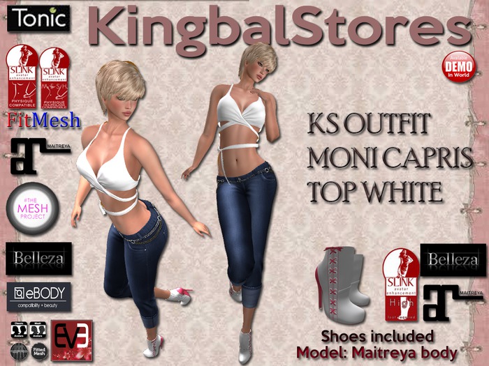 250 KS OUTFIT  MONI CAPRIS TOP WHITE