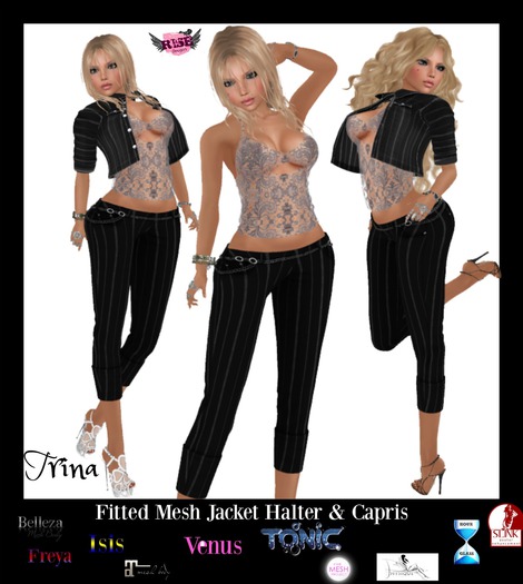 FITTED MESH OUTFIT TRINA JACKET HALTER CAPRIS 