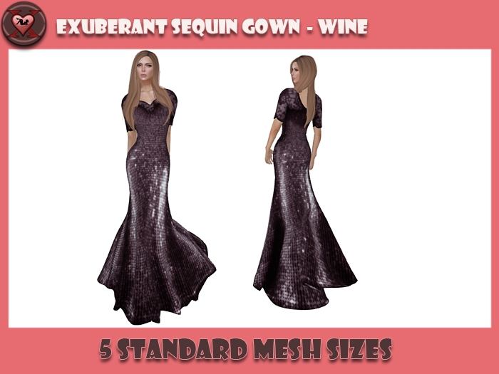.::X::. - Exuberant Sequin Gown - Wine