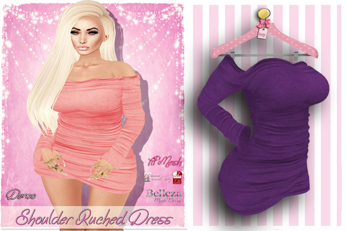 ! Lollipop ! Shoulder Ruched Dress * plum * [Add me]