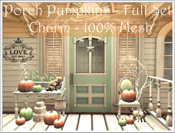 LOVE - PORCH PUMPKINS - CHARM - FULL SET 