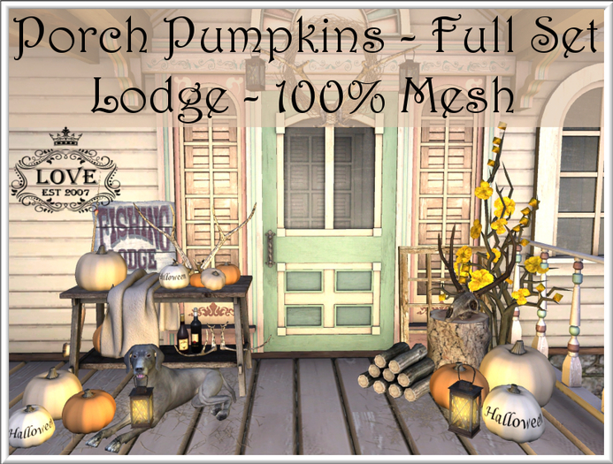 LOVE - PORCH PUMPKINS - LODGE - FULL SET 