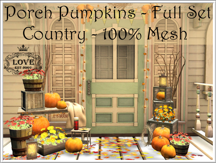 LOVE - PORCH PUMPKINS - COUNTRY - FULL SET 