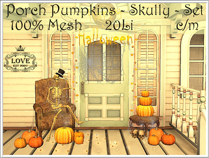 LOVE - PORCH PUMPKINS - SKULLY - FULL SET 