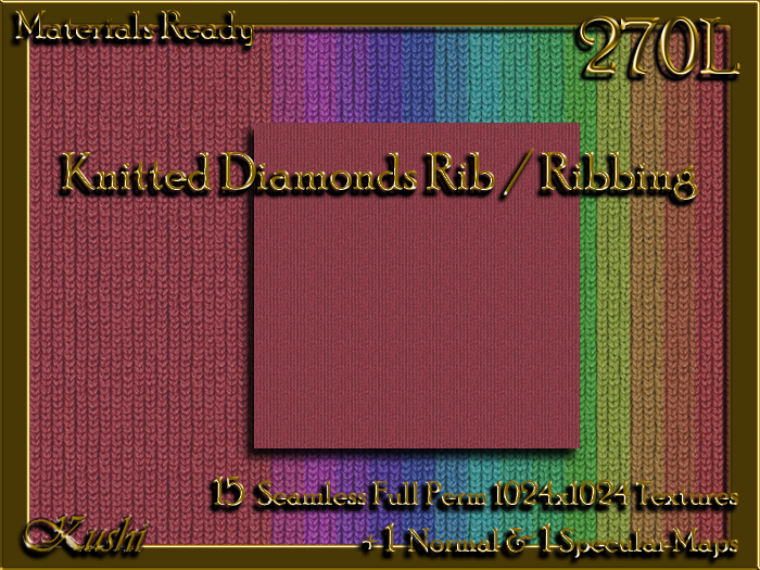 Knitted Diamonds Rib / Ribbing Fabric Seamless Textures