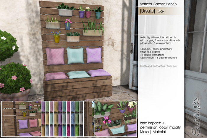 Sway's [Ursula] Vertical Garden Bench . Oak (PG)
