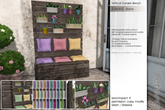 Sway's [Ursula] Vertical Garden Bench . Ebony (PG)