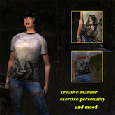 ~I.Z.~Women's Beautiful Painted "Zombie & Cat" T-shirt