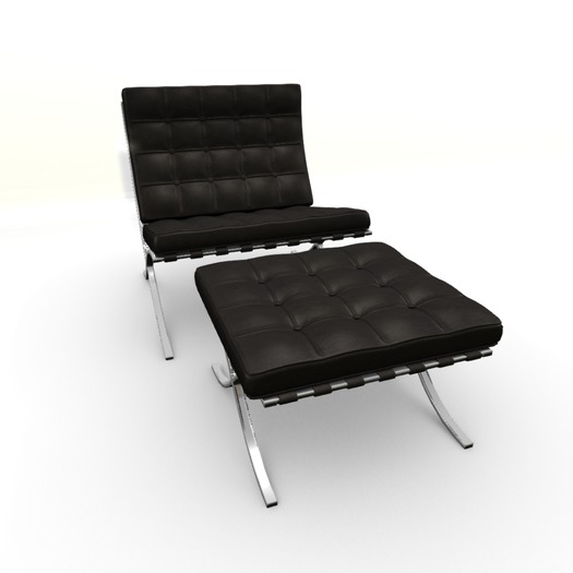 [KF] Barcelona Chair + Ottoman - black
