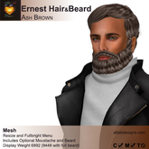 A&A Ernest Hair & Beard Ash Brown. Mens mesh short hair and beard. FUNCTIONAL DEMO