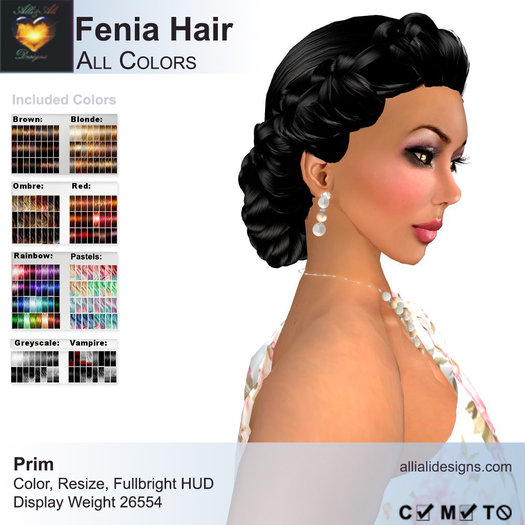A&A Fenia Hair All Colors Pack. Elegant womens updo