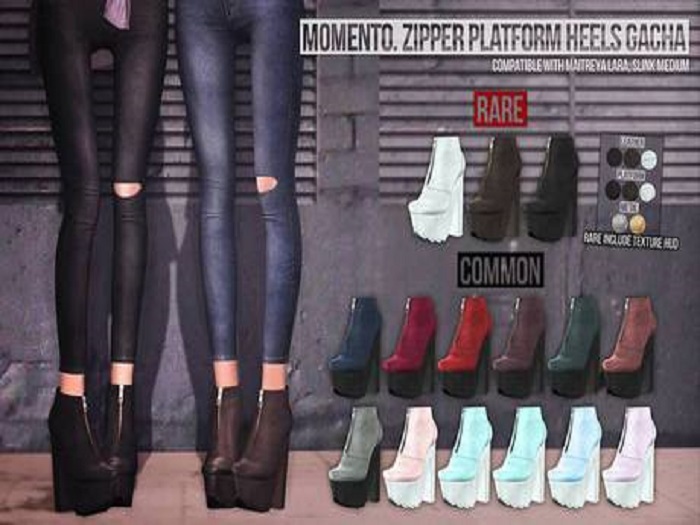 Momento. zipper platform heels Aqua