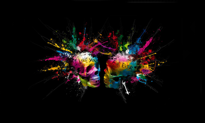 ILY 4 ever Rainbow Skulls