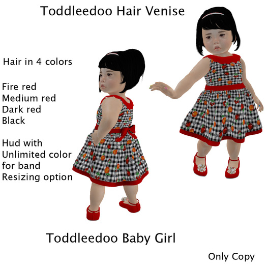 Toddleedoo Hair  Venise Black & Red