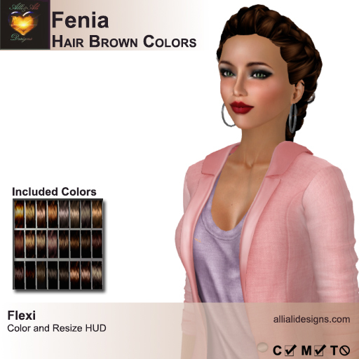 A&A Fenia Hair Brown Colors Pack. Elegant womens updo