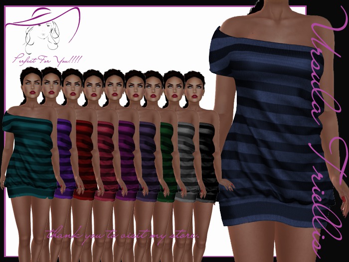 0004987a Mini Dress casual one Shoulder Striped (M.T.)