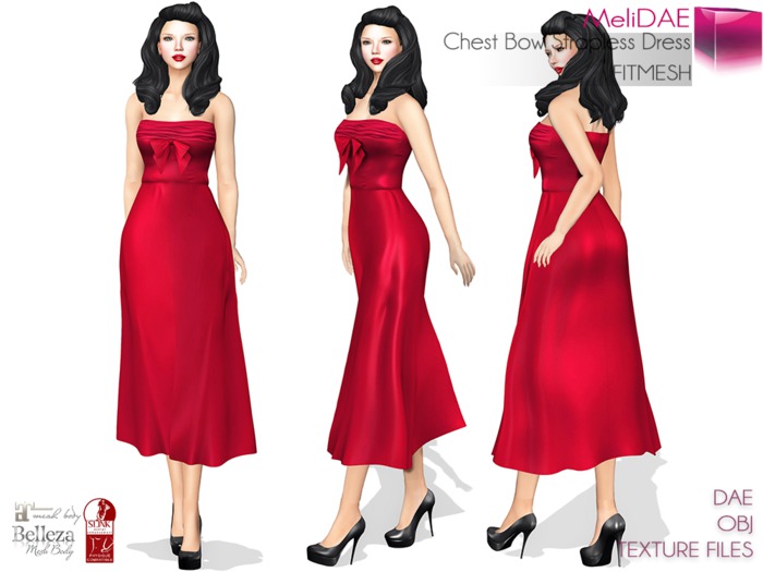Dae Obj Texture Files For MI Chest Bow Strapless Dress
