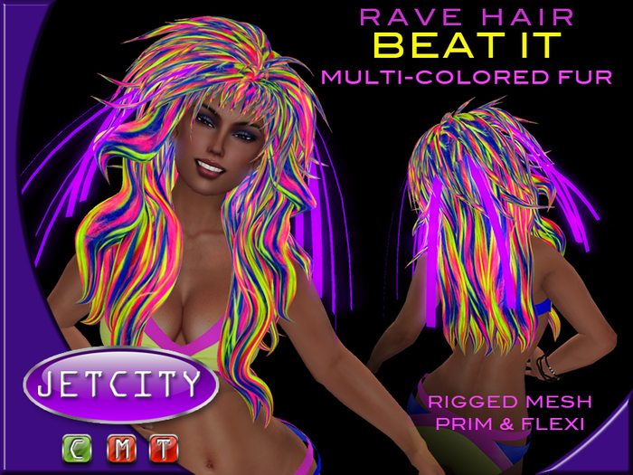 JETCITY > RAVE HAIR - "BEAT IT" - COLORFUL FUR (BOXED)