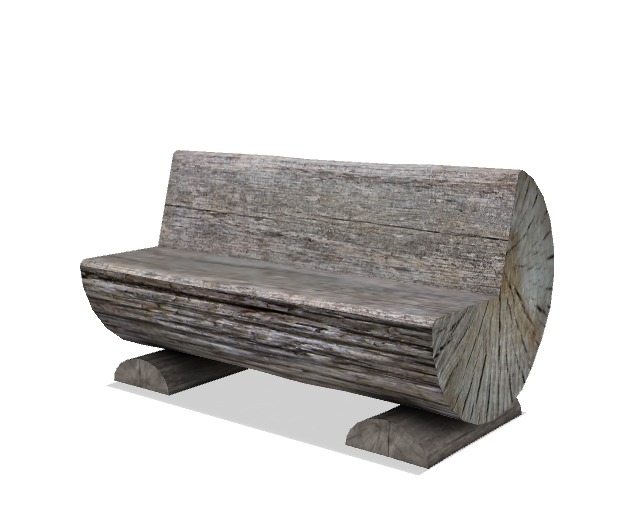 Rustic Old Log Bench with Sit Animations