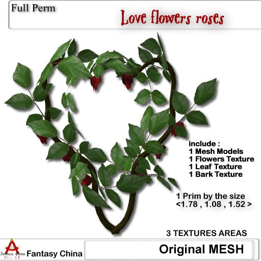 FC- Mesh Love flowers roses full perm 1 prim
