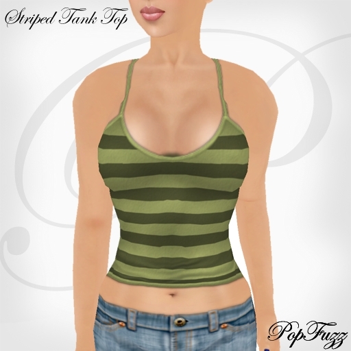 Olive Striped Tank Top by PopFuzz