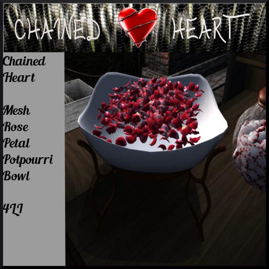 Second Life Marketplace Chained Heart Rose Petals Potpourri Bowl