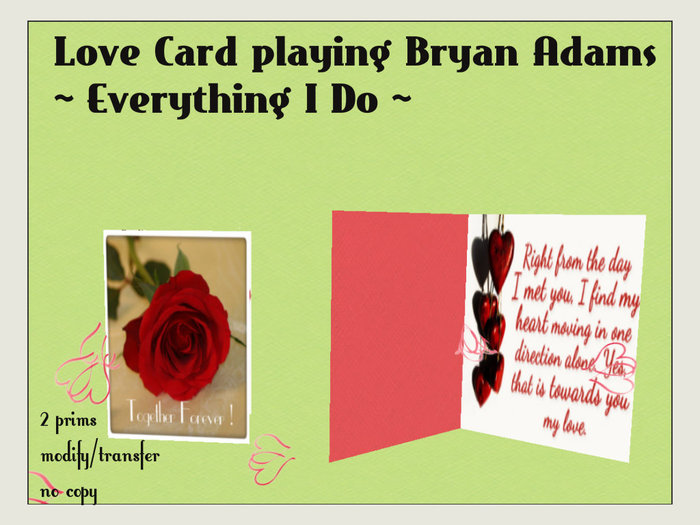 Love Card Bryan Adams - Everything I Do