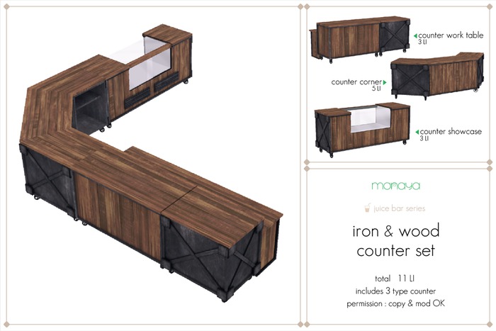 [monaya]iron & wood counter set