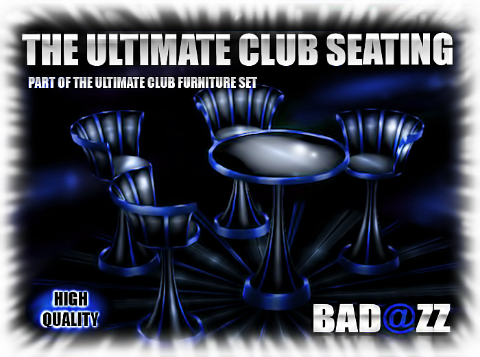 Bad@zz - High Stools, Table, Rug (BLACK/BLUE ) TYPE 202,2  OK