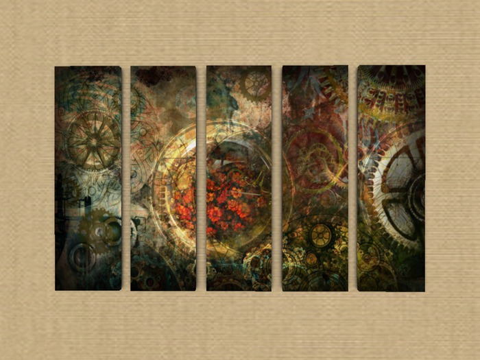 Steampunk Collage Art Panels