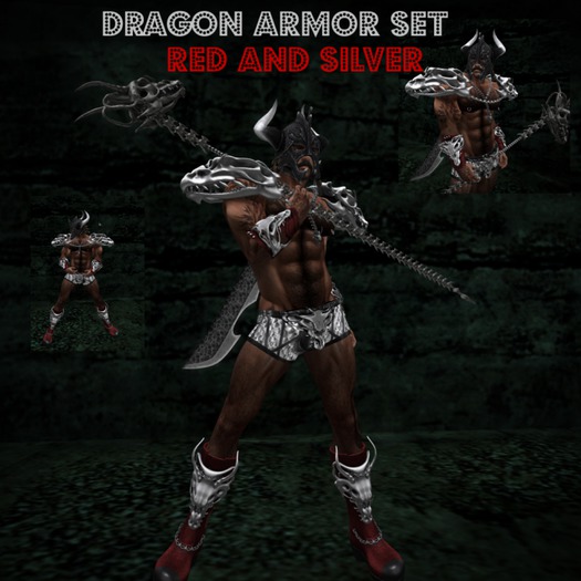 HOTLINE DRAGON SKULL ARMOR SET RED/SILVER