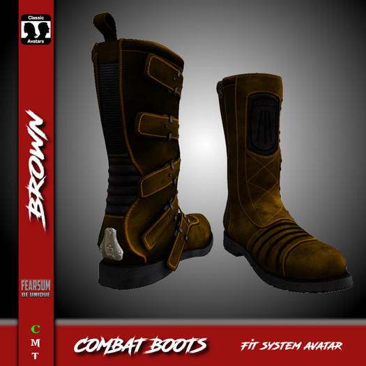 [F] Men's Combat Boots Pair- Brown