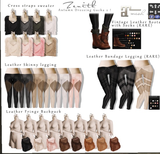 =Zenith=Leather Fringe Backpack (Rose) 1